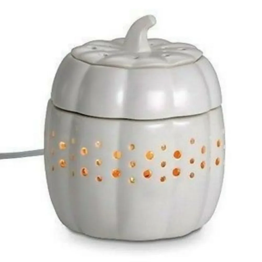 🔸️🔸️NIB PartyLite White 3 Piece Pumpkin Fragrance Warmer